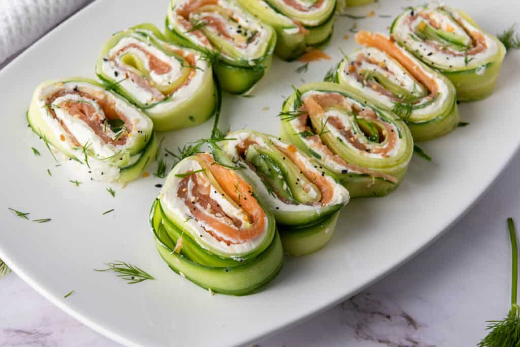 cucumber pinwheels on a plate