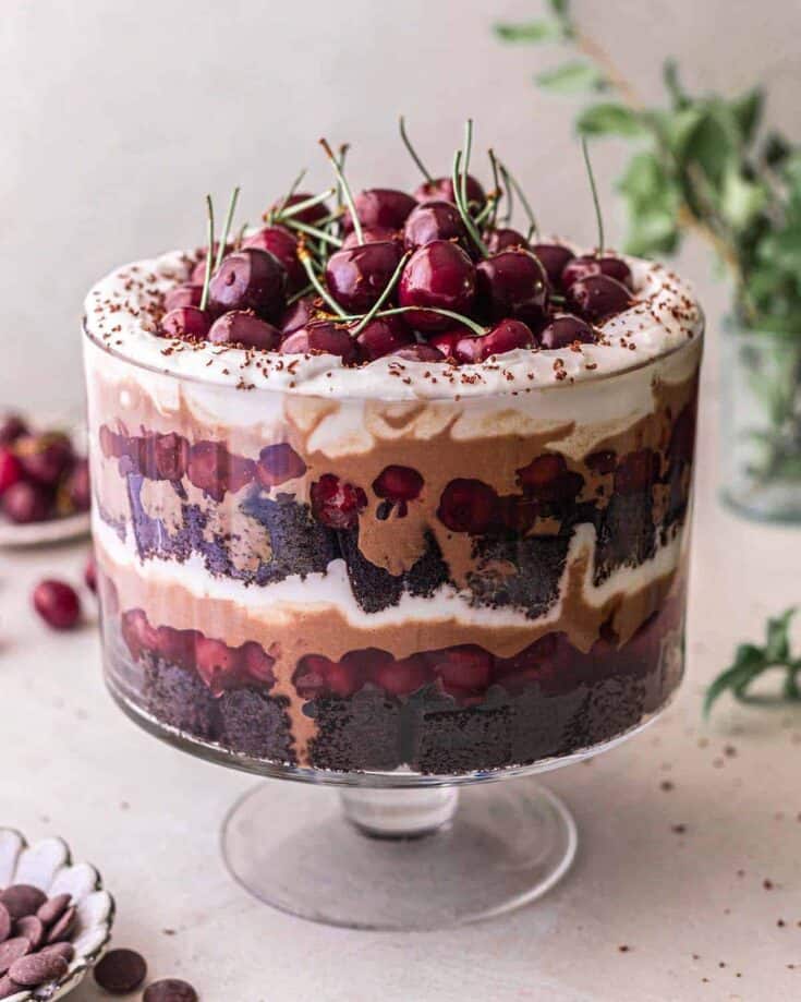 vegan black forest trifle cherry chocolate dairy free christmas 1