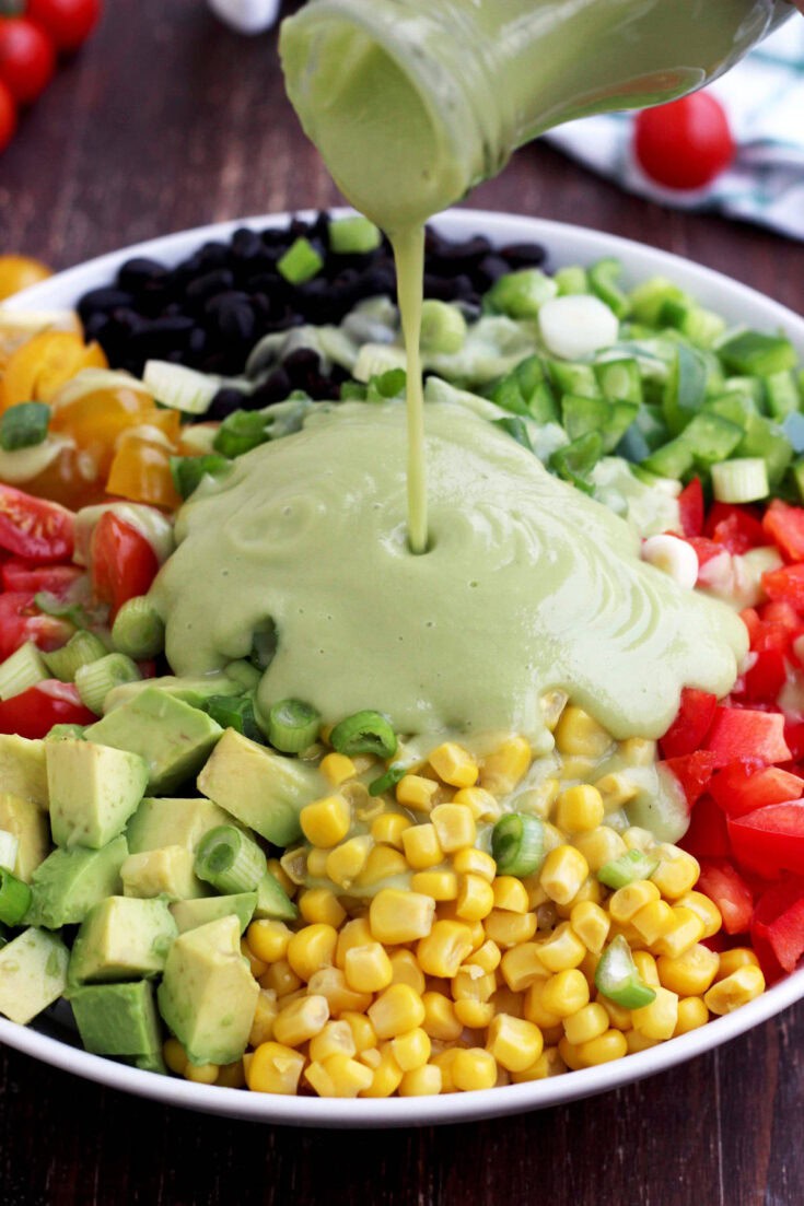 Vegan Mexican salad and avocado dressing