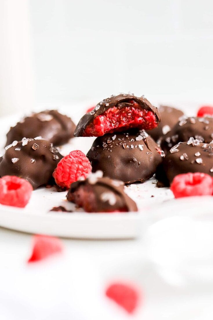 chocolate covered raspberry jam bites