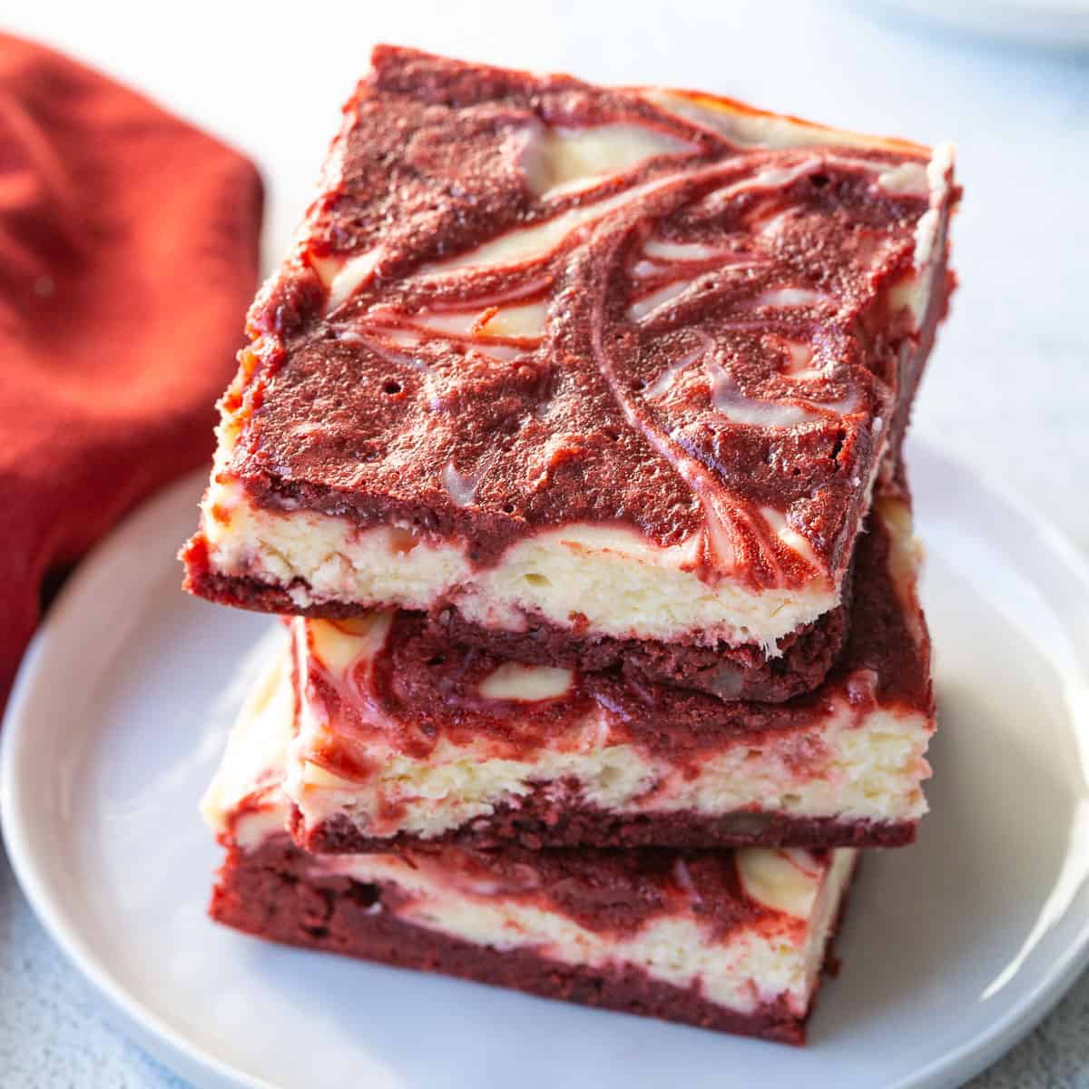 red velvet swirl brownies square