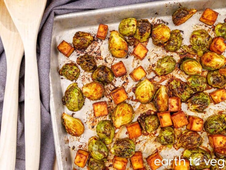 sheet pan tofu brussels sprouts