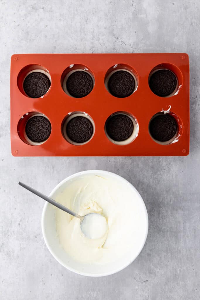 place oreos on top of chocolate