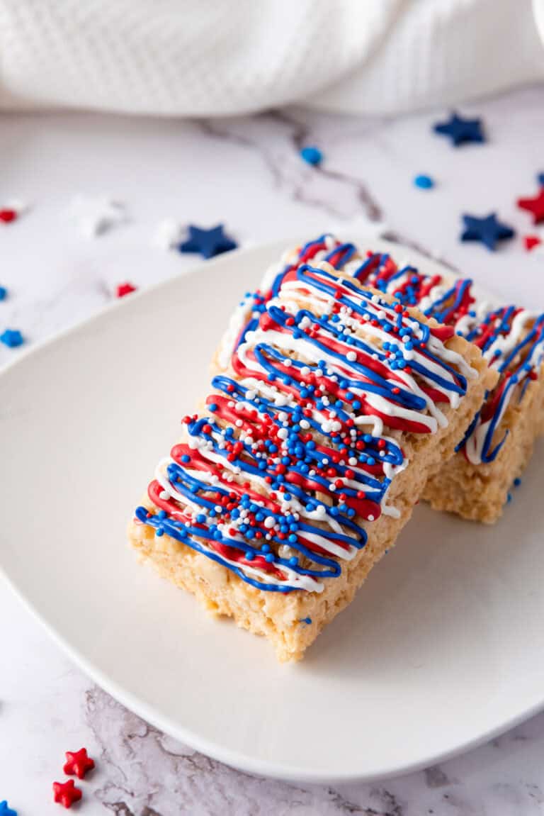 red white and blue cereal treats