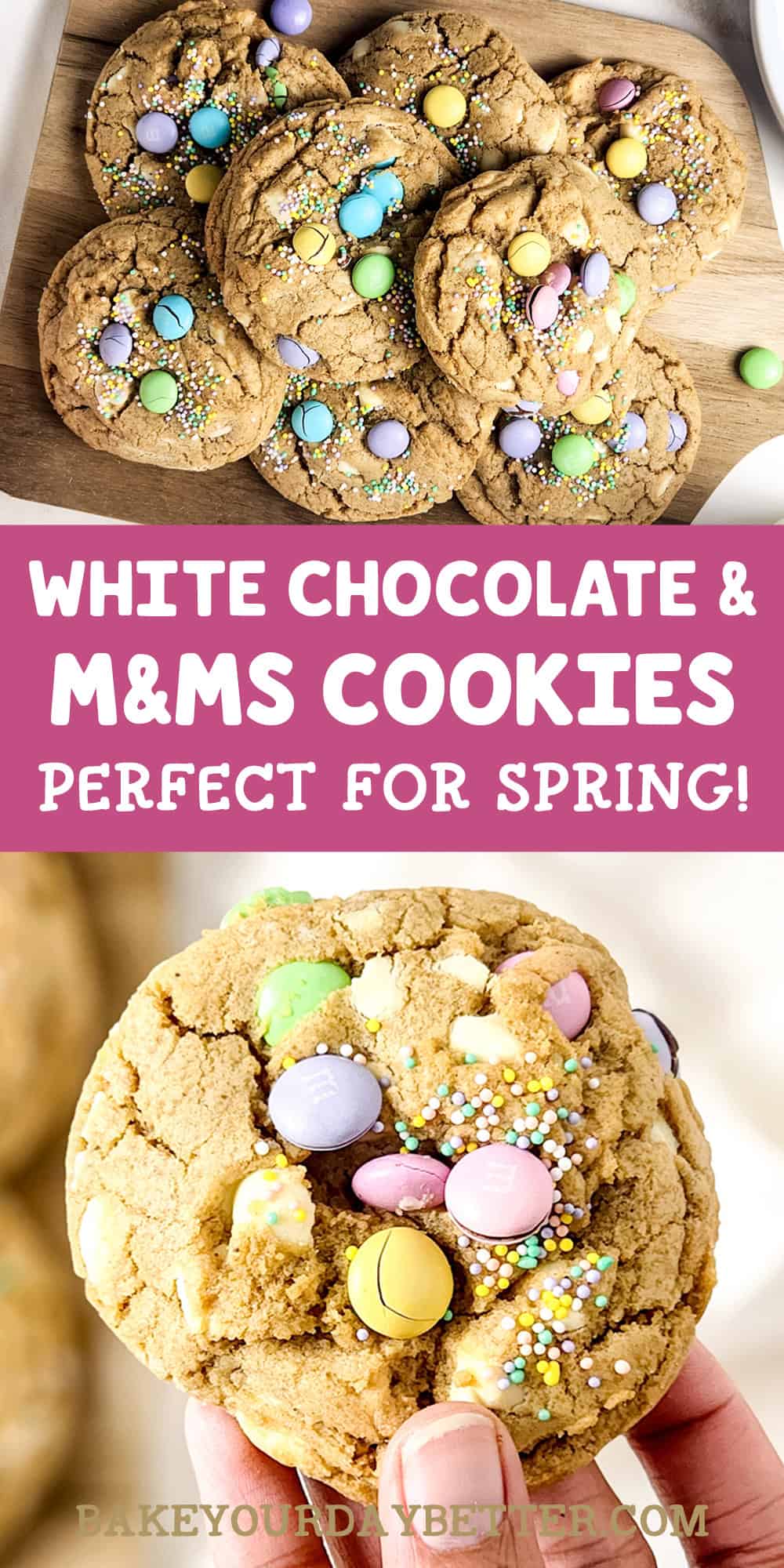 white chocolate and mms cookies perfect for spring