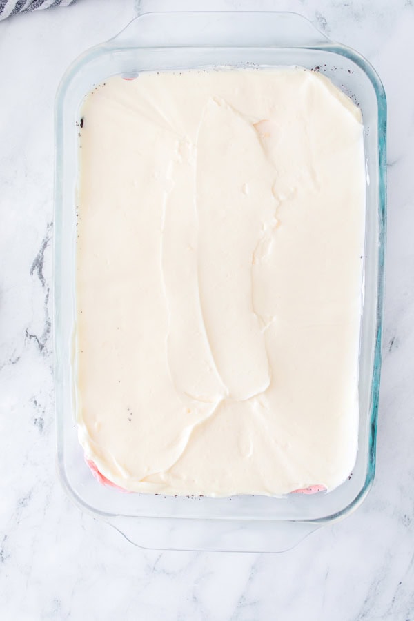 pudding layer on top of cheesecake layer