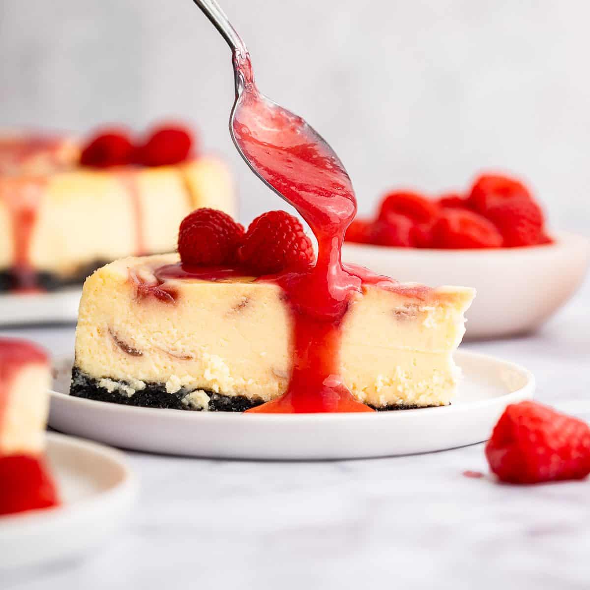 white chocolate raspberry cheescake drizzle coulis 1x1 12 1