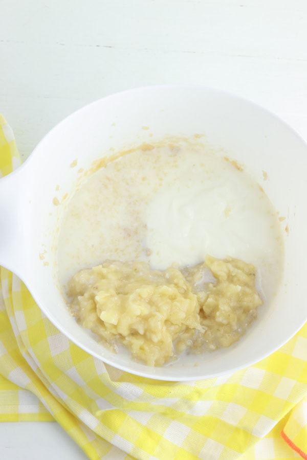 adding the rest of the ingredients to the batter