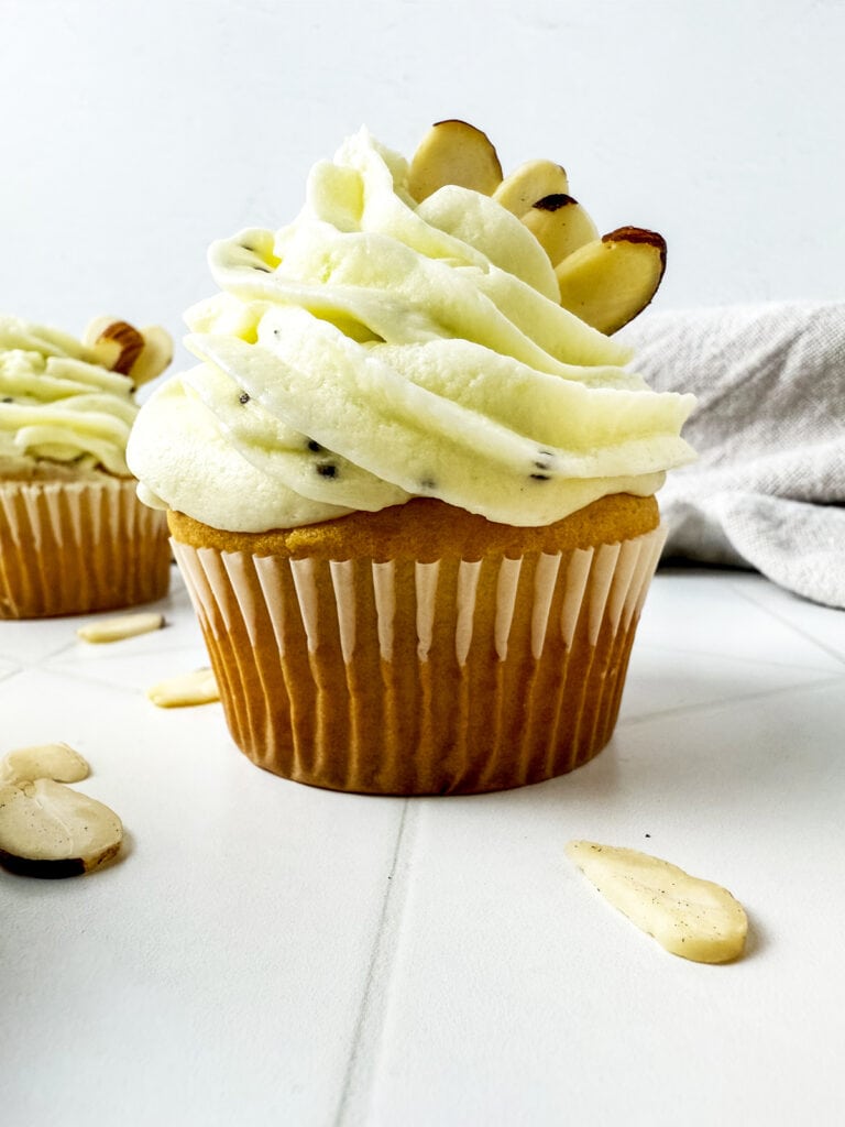 closeup of finished cupcake