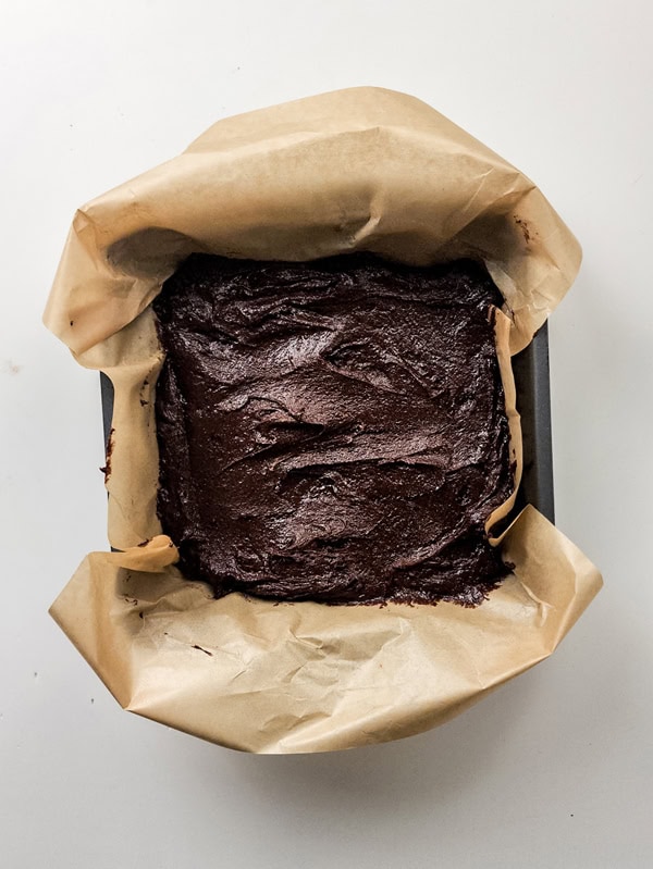 brownie layer before baking