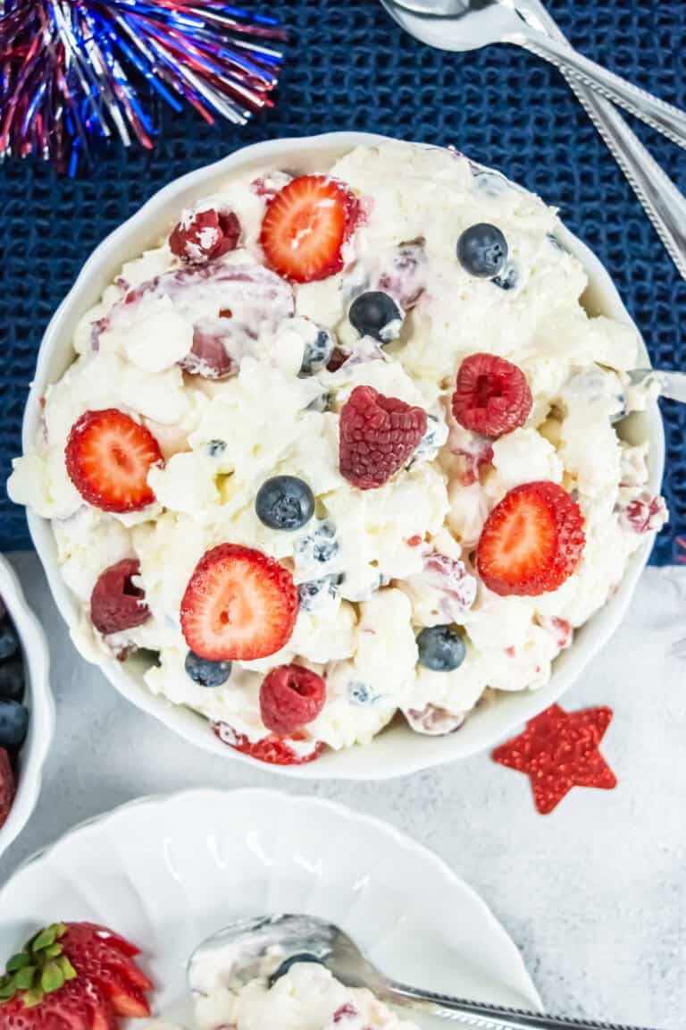 red white and blue cheesecake fluff