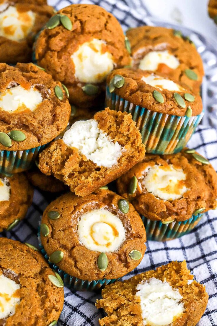 pumpkin muffins with sweet cream cheese filling