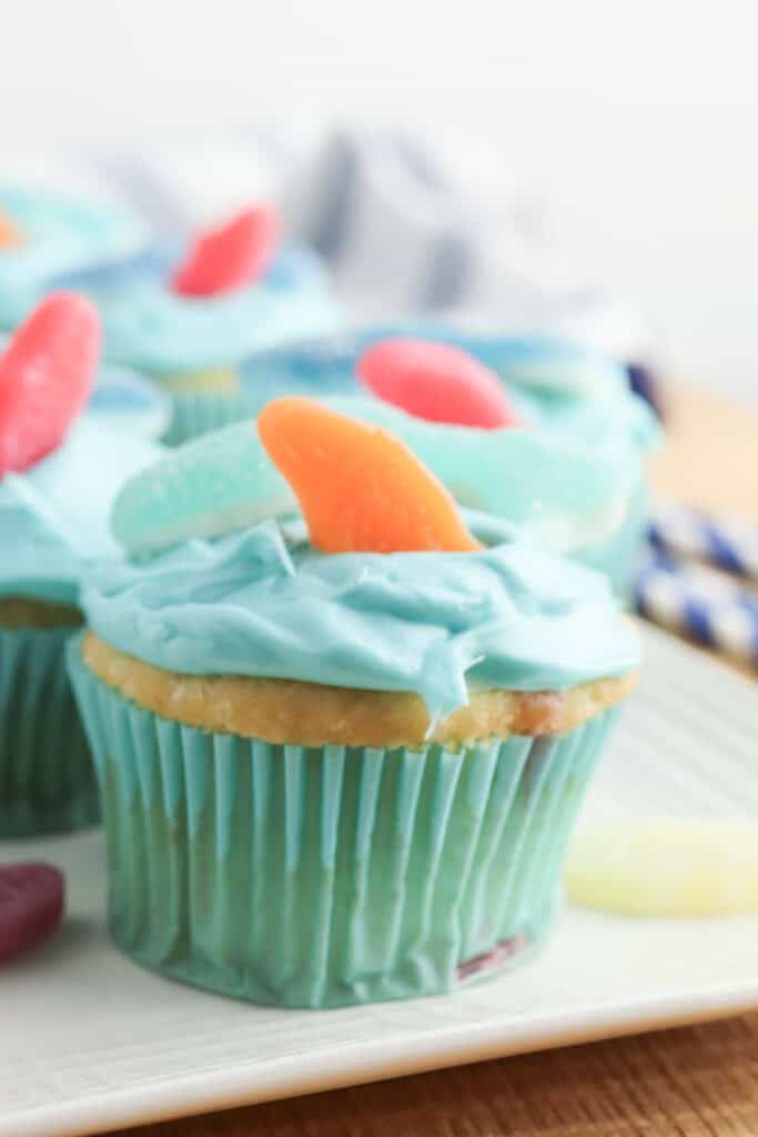 shark attack jello poke cake cupcakes