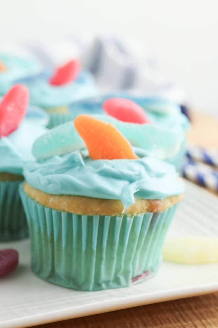 shark attack jello poke cake cupcakes