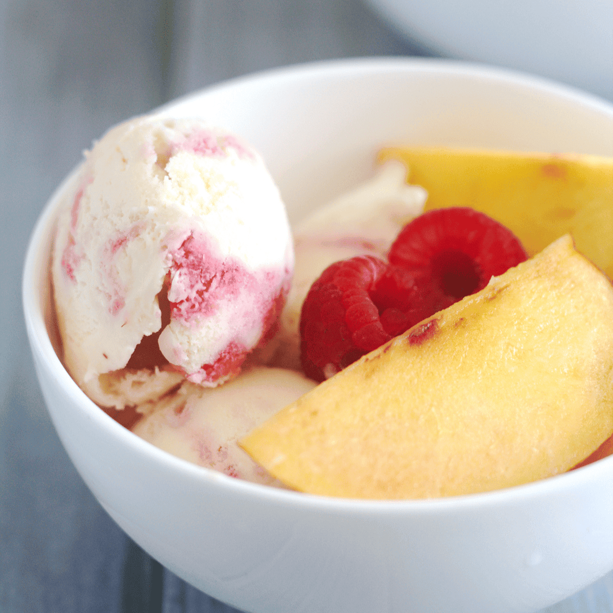Peach Ice Cream with a Raspberry Swirl