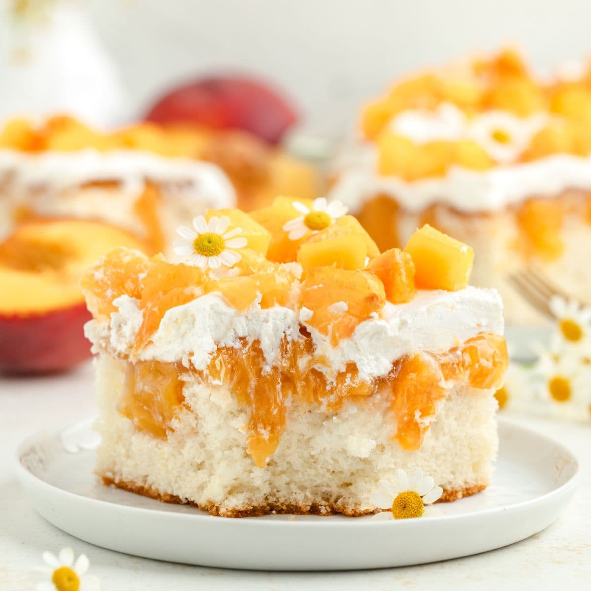Peach Poke Cake Featured Image