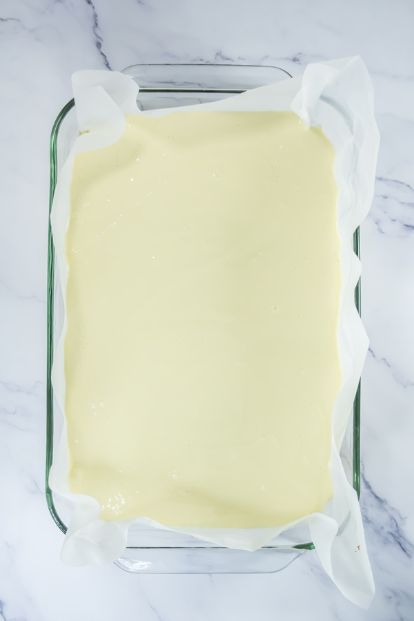 cheesecake layer on top of baked crust layer