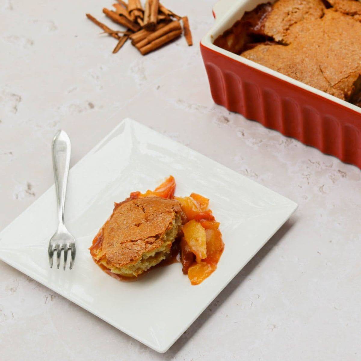 peach sourdough cobbler