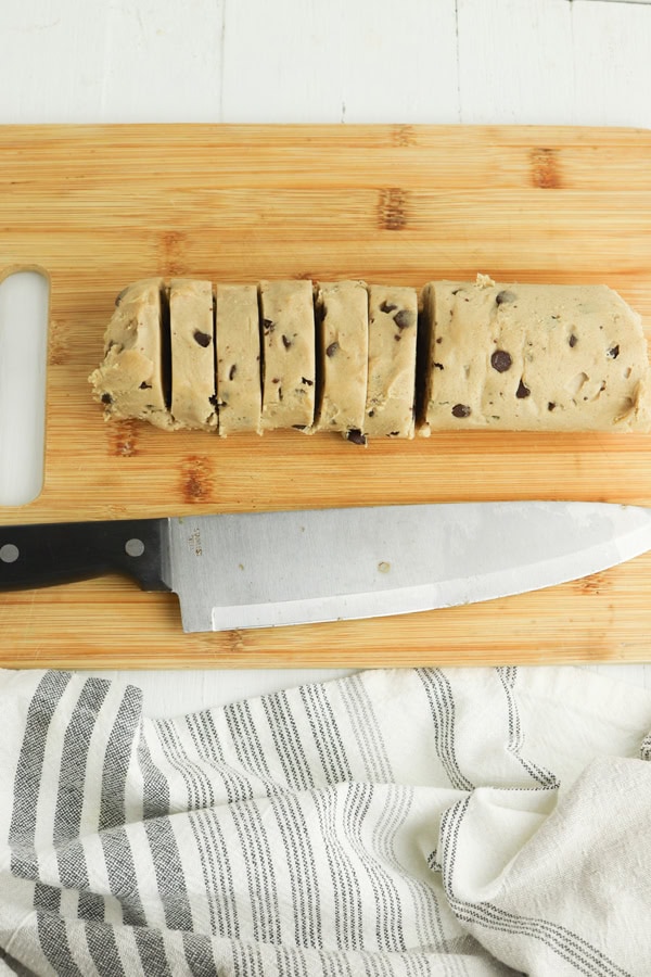 slice cookie dough into 12 slices