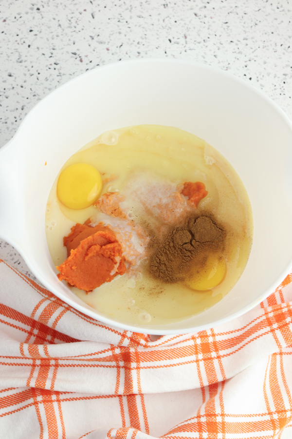 mix the pumpkin pie filling ingredients in a bowl