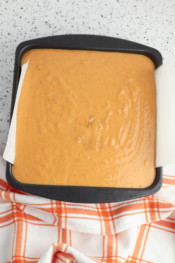 put the pumpkin pie filling on top of the crust and bake