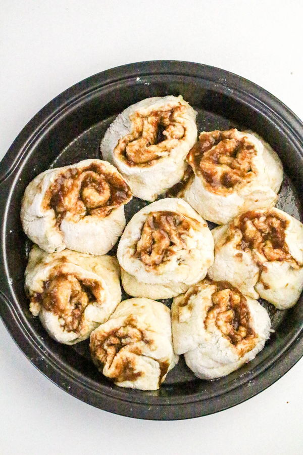 place rolls in baking dish