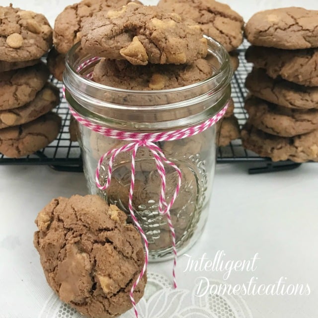 Peanut Butter Chip Chocolate Cookies in a Mason jar