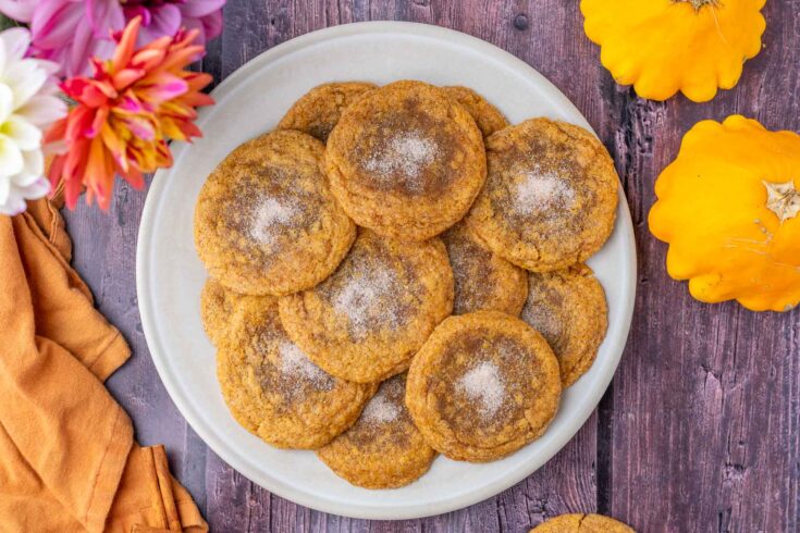 Plate of chewy sourdough pumpkin maple cookies