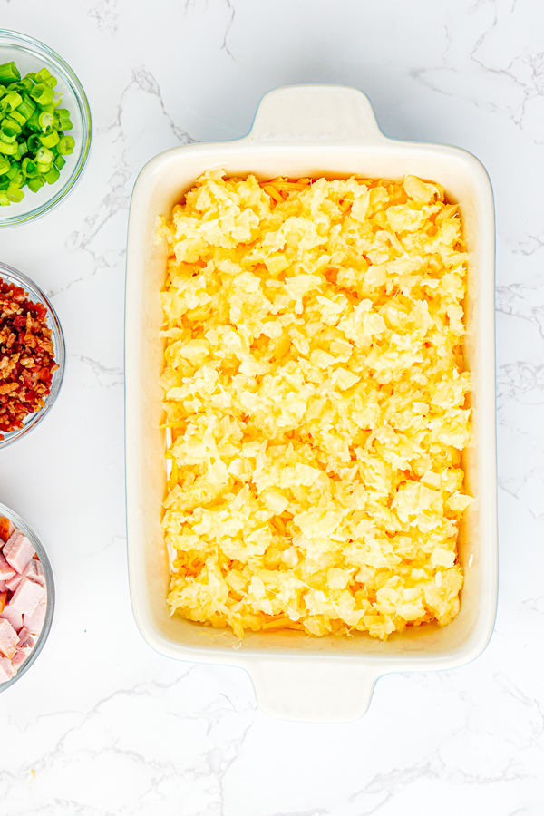 layer pineapple on top of cheddar cheese.