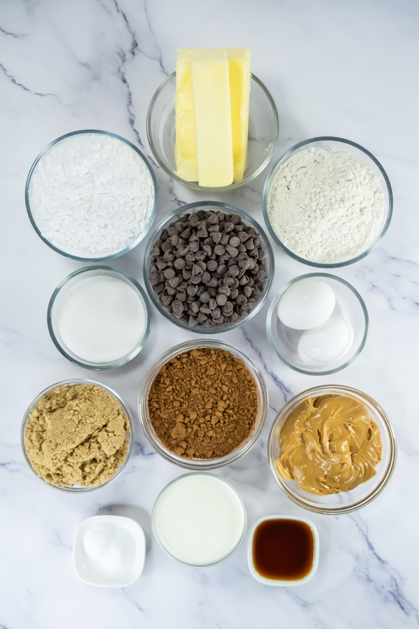 ingredients for buckeye brownie cookies