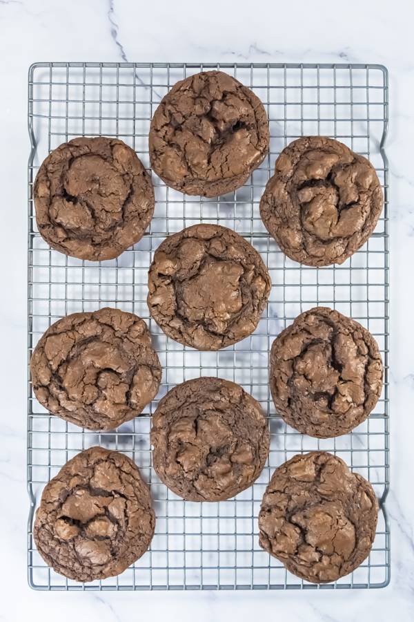 brownie cookies on baking rack