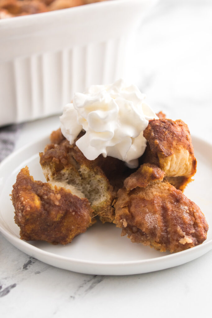 closeup of pumpkin french toast on a plate