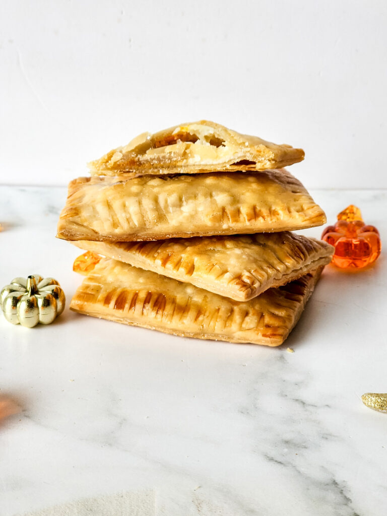 closeup of stack of pumpkin hand pies