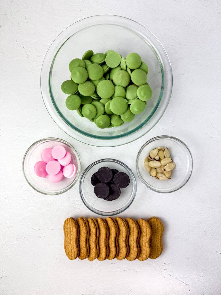 closeup of ingredients for nutter butter zombie finger cookies