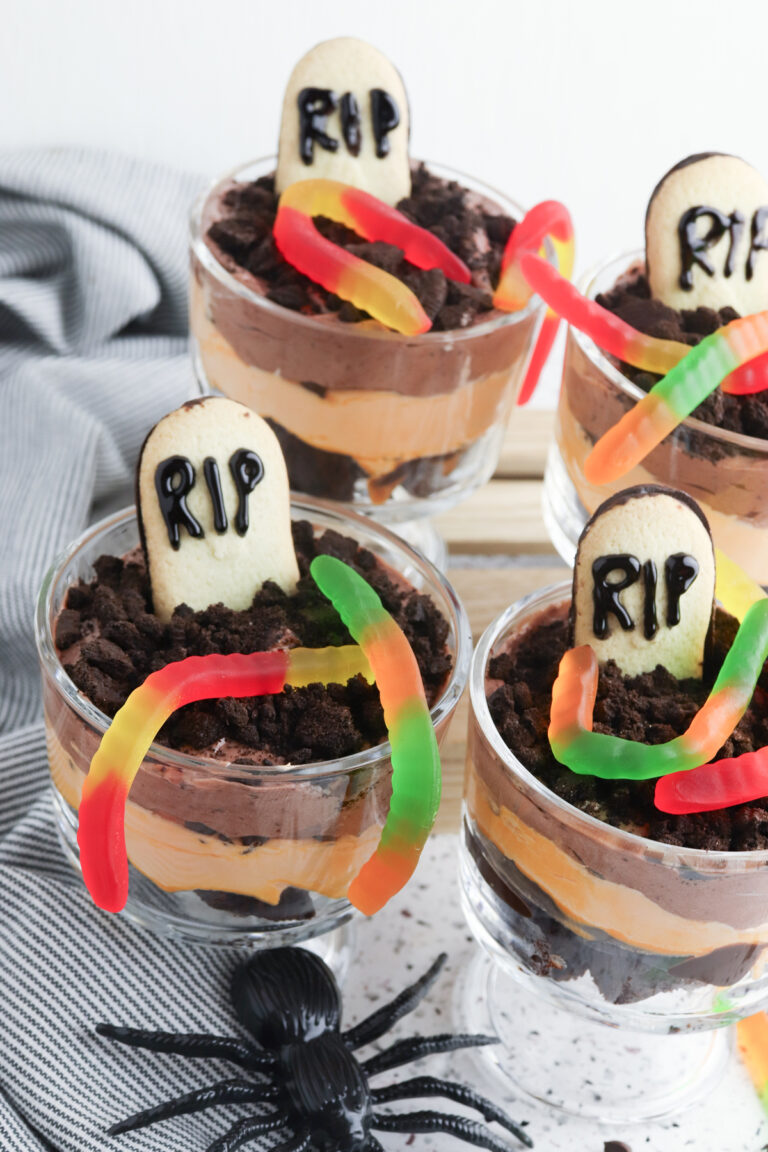 halloween graveyard chocolate trifle cups