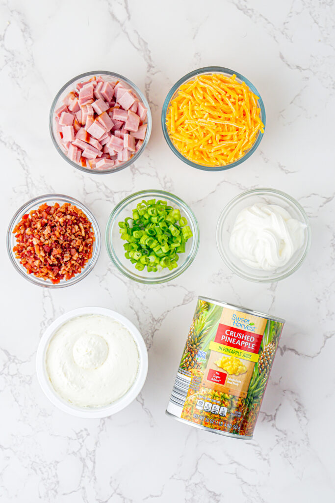overhead shot of Hawaiian dip ingredients