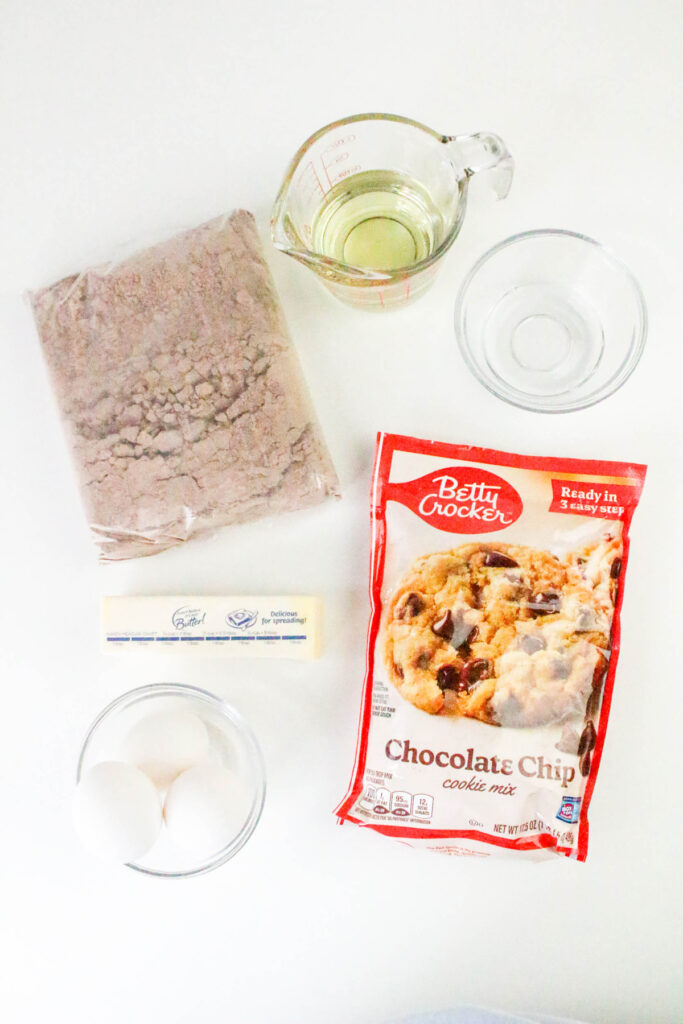 overhead shot of cookie brownies ingredients