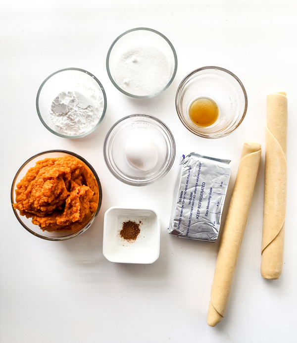 overhead shot of pumpkin cream hand pies ingredients