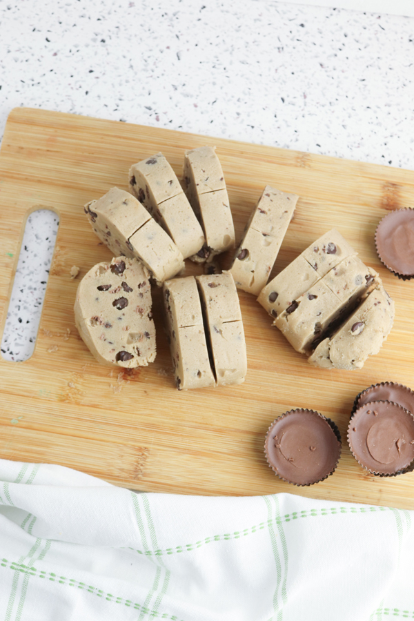 slice the cookie dough into 10 slices