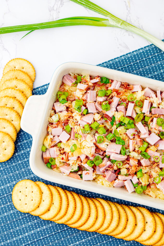 overhead shot of Hawaiian dip in a dish.