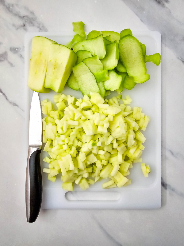 peel and chop the apples