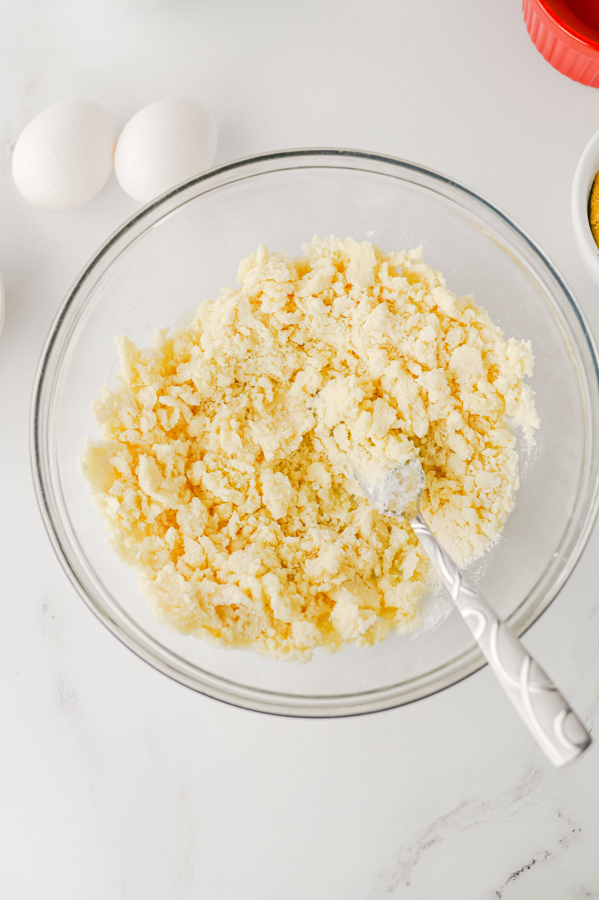 mix crust ingredients in a bowl