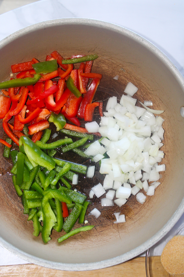 sautee the vegetables in a pan