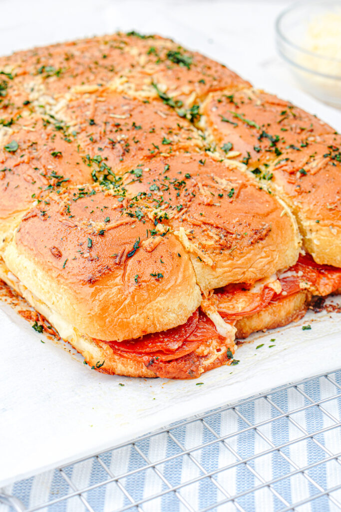 bake pizza sliders until tops are golden brown and cheese is melted