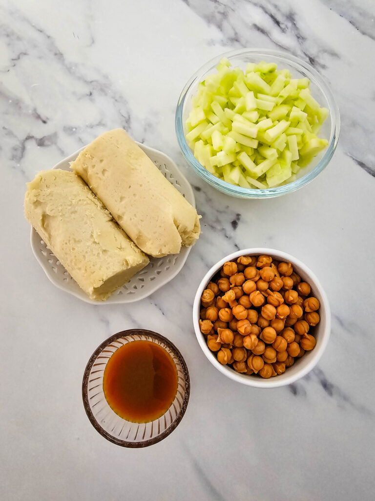 overhead shot of ingredients for caramel apple bars