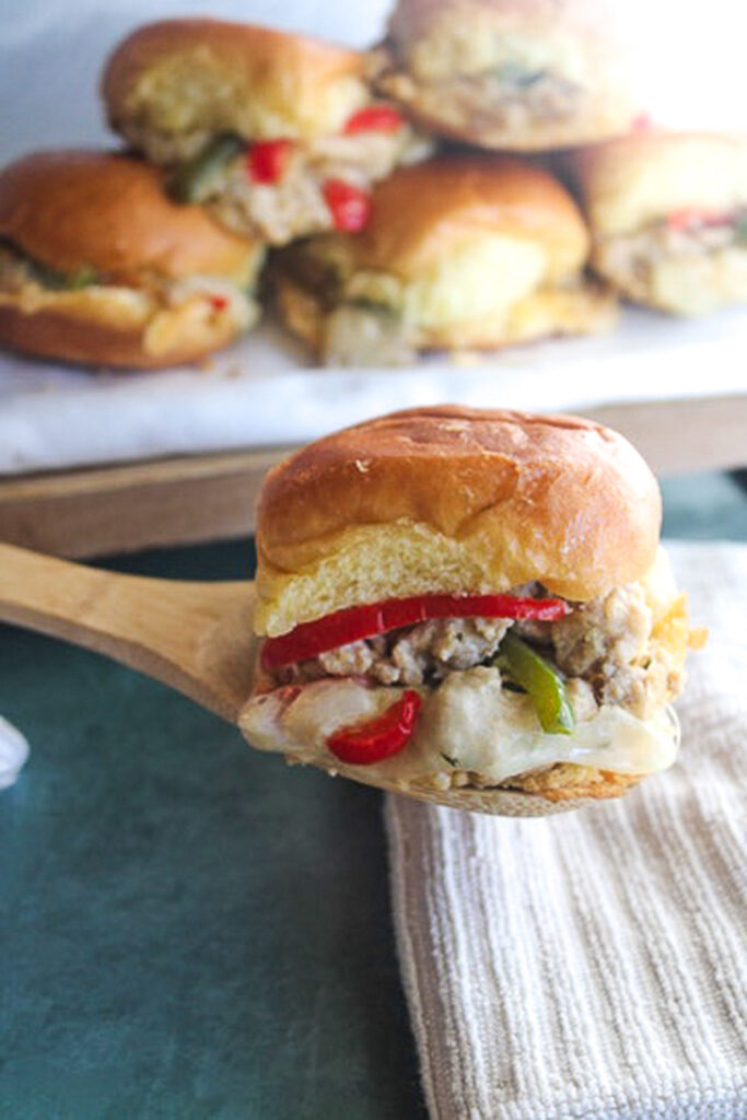 chicken cheesesteak slider sandwich