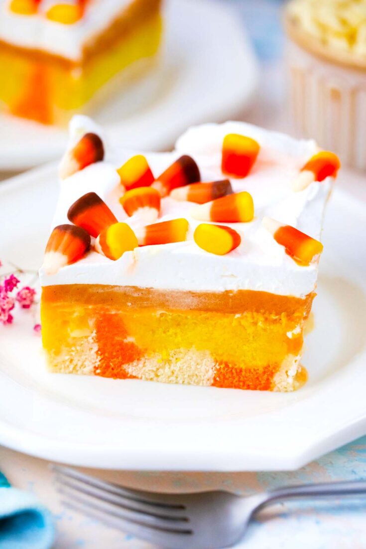 pumpkin spice candy corn poke cake