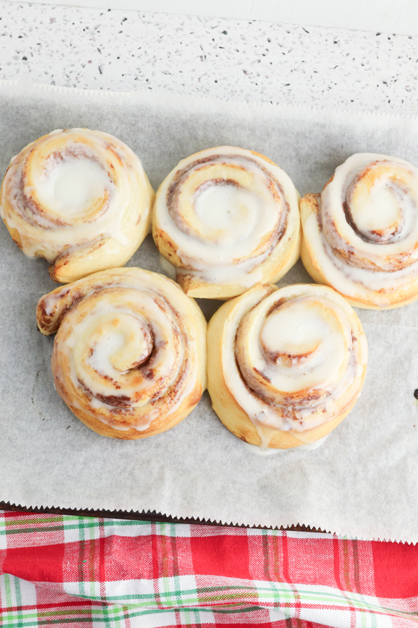 ice cinnamon rolls after baking