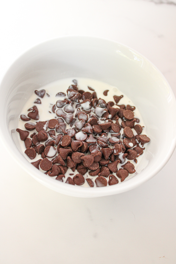 melt the chocolate chips and cream together