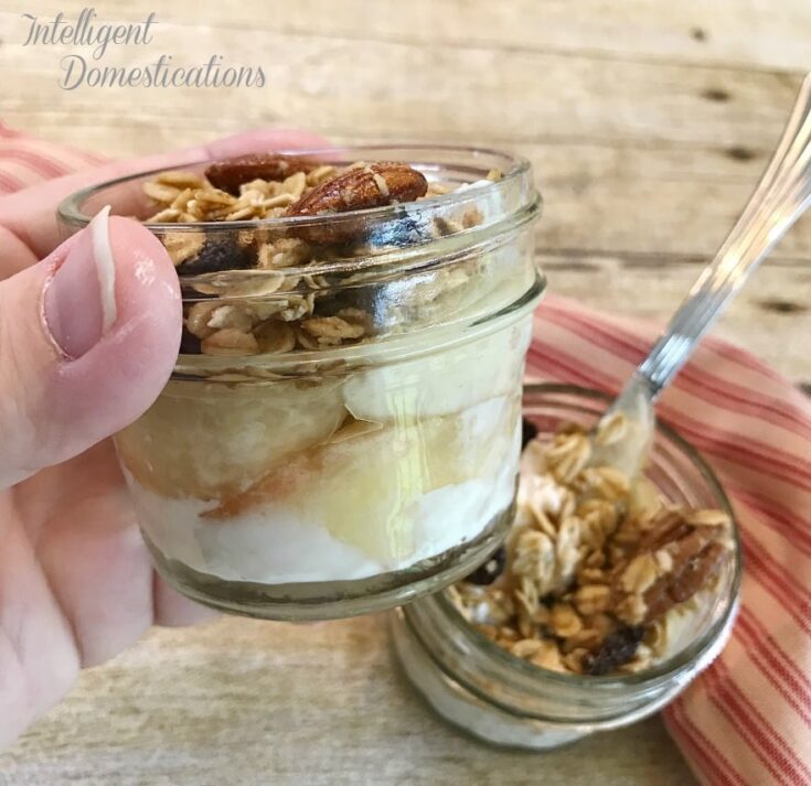 Mini Peach Parfait made with fresh soaked peaches